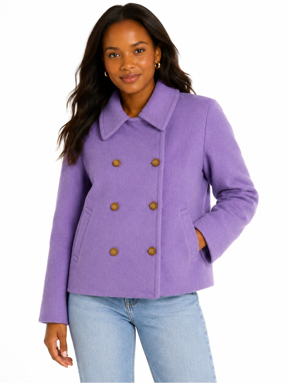 J.Crew Wool Mohair Peacoat Lavender Double Breasted Jacket Womens 10